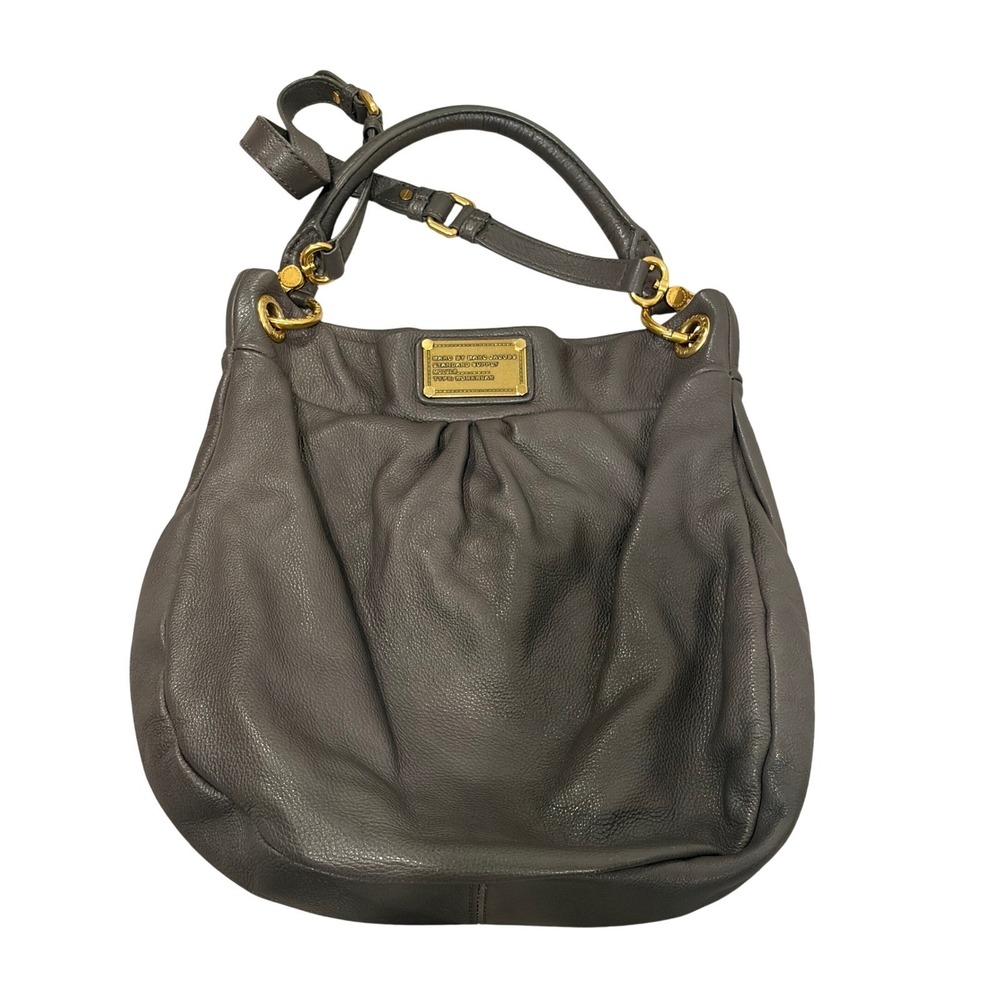Marc by Marc Jacobs Classic Q Hillier Hobo Bag Grey Leather Crossbody Shoulder